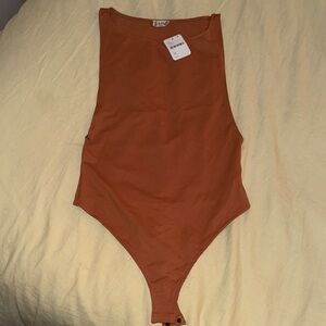 NWT Free People Rust Orange Sleeveless Bodysuit
